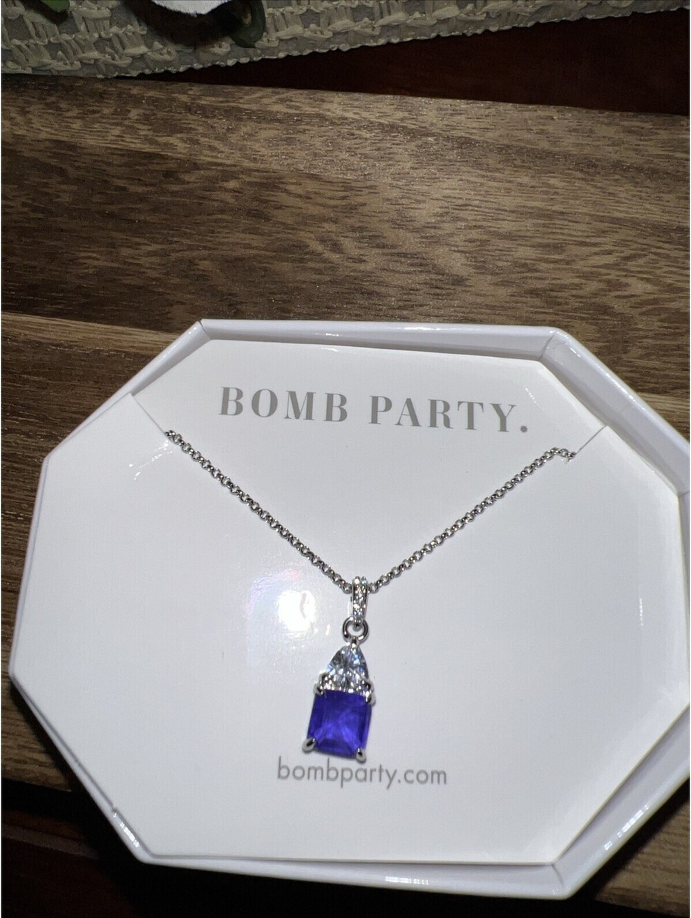 Bomb Party December Birthday Collection. Joanna Necklace. Tanzanite. Rhodium.